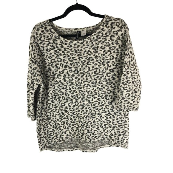 H&M Divided Womens Leopard Print Knit Top Gold Black Metallic Size S - Picture 1 of 4